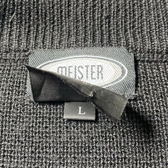 Vintage Meister Knit Crewneck Sweater Wool Blend Fair Isle Black Cream Large - Picture 4 of 6
